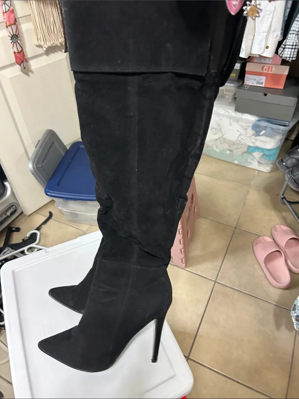 Glaze Black Suede Over-the-Knee Stiletto Boots
